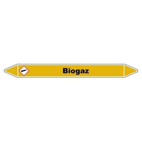 LOT DE 3 - MARQUEUR TUYAUTERIE - BIOGAZ - VINYLE LAMINÉ NFX 08-105 355 X 37 MM