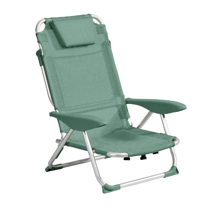 Oviala Business Fauteuil clic clac des plages en polyester vert amande - vert 115101_0