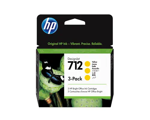 Pack de 3 cartouches d'encre DesignJet HP 712, jaune, 29 ml_0