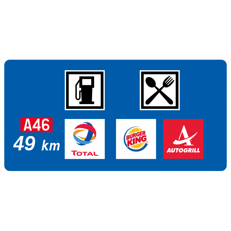 Panneau directionnel D48c - Aire de service autoroute avant bifurcation - gamme Innov - WP Signalisation_0
