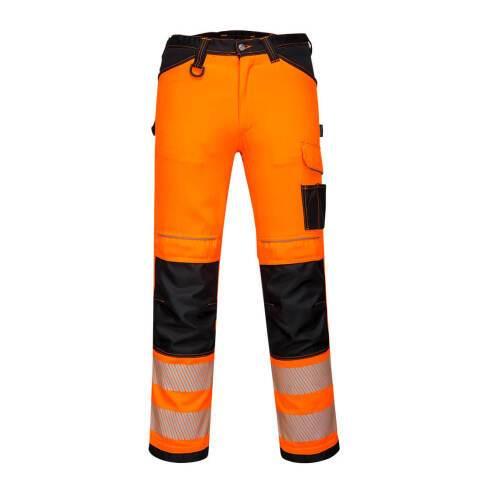 PORTWEST PW303 PANTALON EXTENSIBLE LÉGER HAUTE-VISIBILITÉ PW3 ORANGE/NOIR - TAILLE 34 - STANDARD