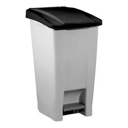 Poubelle avec poubelle à pédale en plastique gris avec roues et couvercle noir | 60L | 490x380x700(h)mm. - EMG-600060_0
