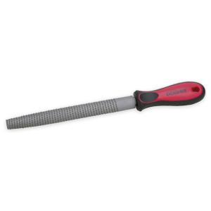 RÂPE À BOIS DEMI-RONDE GROS GRAIN LONGUEUR 200MM, MANCHE BI-MATIÈRE