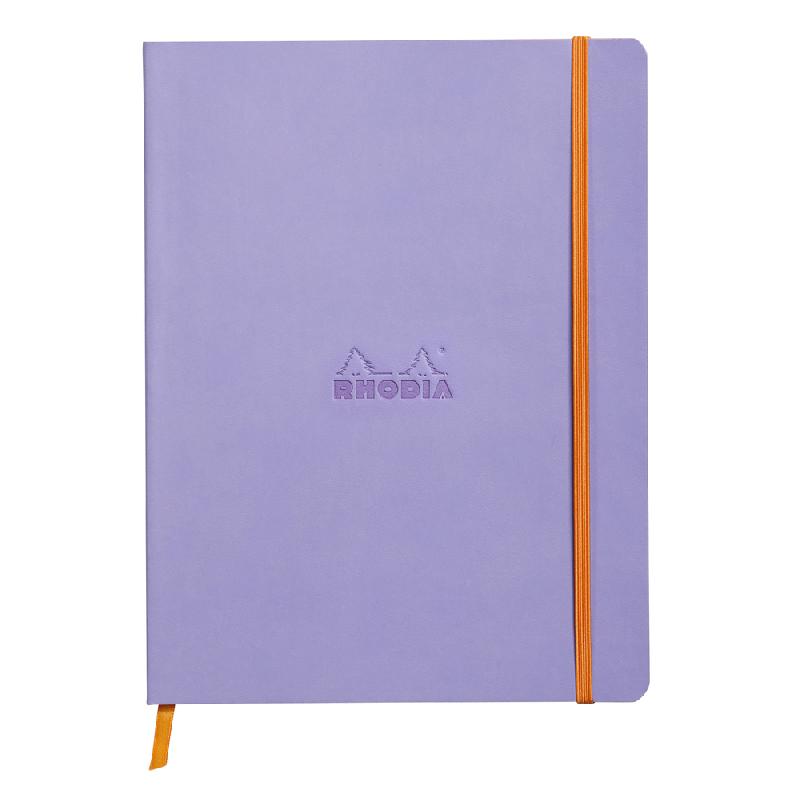 RHODIARAMA CARNET SOUPLE 19X25 CM 160 PAGES LIGNÉ PAPIER IVOIRE 90G FERMETURE ÉLASTIQUE - IRIS