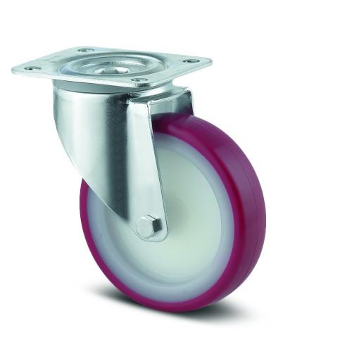 ROULETTE PIVOTANTE POLYURÉTHANE ROUGE - CHARGE STANDARD - Ø 160 MM - ALPHA TENTE