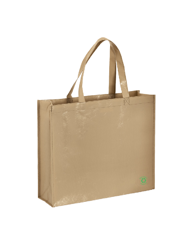 Sac shopping éco en non-woven laminé 100 g/m² - Couleur beige - Poids 53,5 g_0