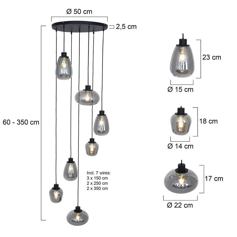 STEINHAUER SUSPENSION REFLEXION, À 7 LAMPES Ø 55 CM