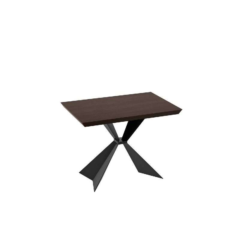 Stones Table d'appoint ronde fixe 120 cm, plateau en céramique effet marbre noir et structure en métal noir, design minimaliste - Table moderne - no_0