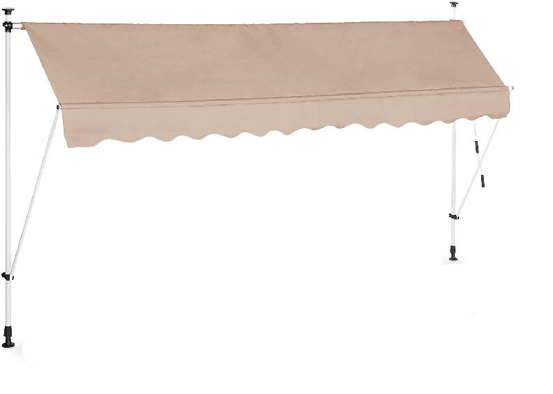 Store banne télescopique de balcon - manivelle - hauteur réglable - résistant UV - polyester et acier - 350 x 120 cm - beige_0