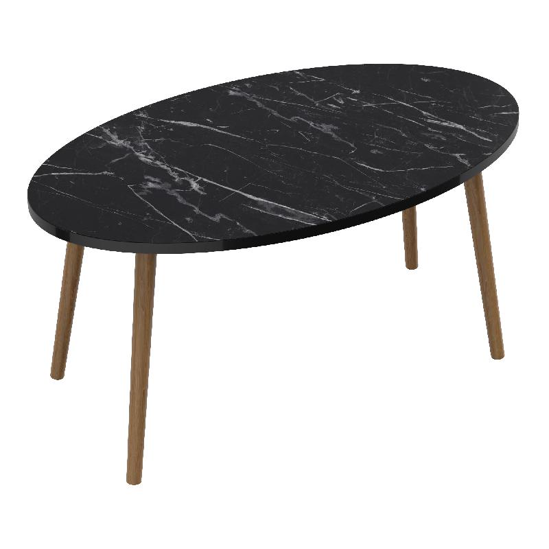 Table basse ovale en marbre noir naturel - 41 x 90 x 50 cm - Modèle [en.casa] 03_0008503_0