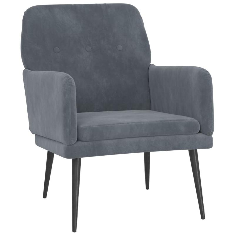 VidaXL Fauteuil Gris foncé 62x79x79 cm Velours Modèle Vega Executive Métal - 351405_0