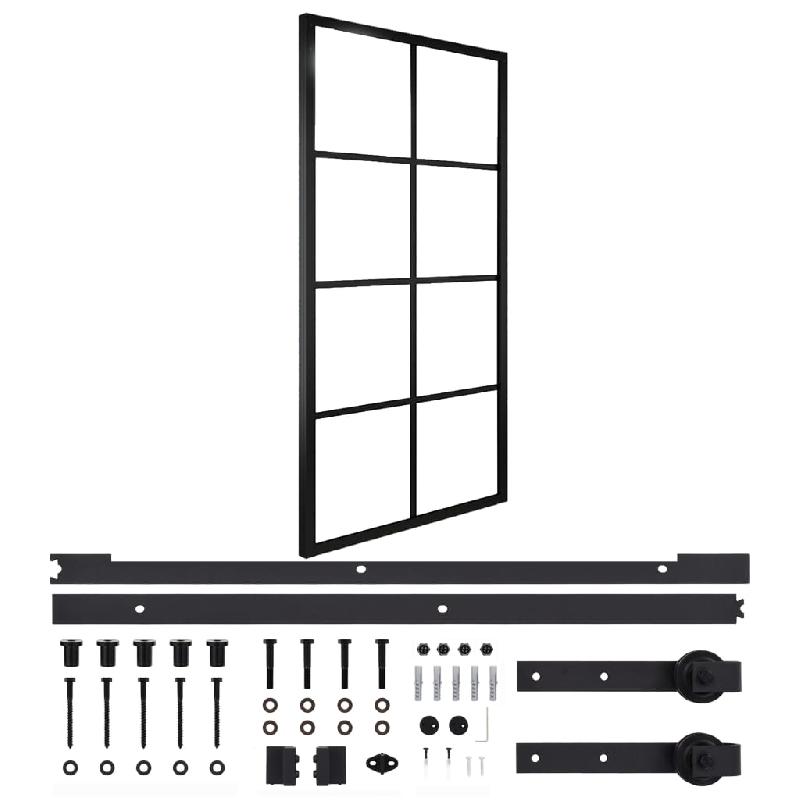Vidaxl porte coulissante quincaillerie aluminium verre esg 102,5x205cm 3056804_0