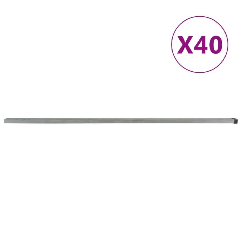 Vidaxl poteaux de clôture de jardin 40 pcs argenté 220 cm acier 3196217_0