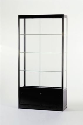 Vitrine haute noire l 100 cm avec rangement et eclairage led_0