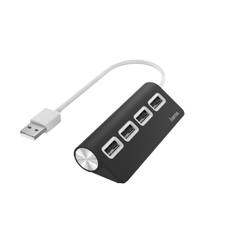 Hama 00200119 - Hub & Concentrateur USB 2.0 - 480 Mbit/s - 4 ports - Noir - Plug and Play_0