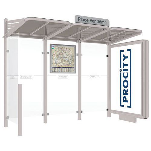 ABRI BUS CONVIVIALE 3 M CAISSON BARDAGE GAUCHE GRIS 7044 - PROCITY