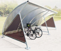 Abri vélo semi-ouvert Demi-Lune - bardage polycarbonate - fixation sur platines_0