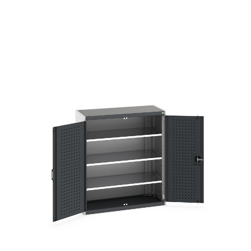 Armoire d'atelier Cubio SMF-10512-1.1 - Portes perforées et 3 tablettes réglables - 1050x525x1200mm_0