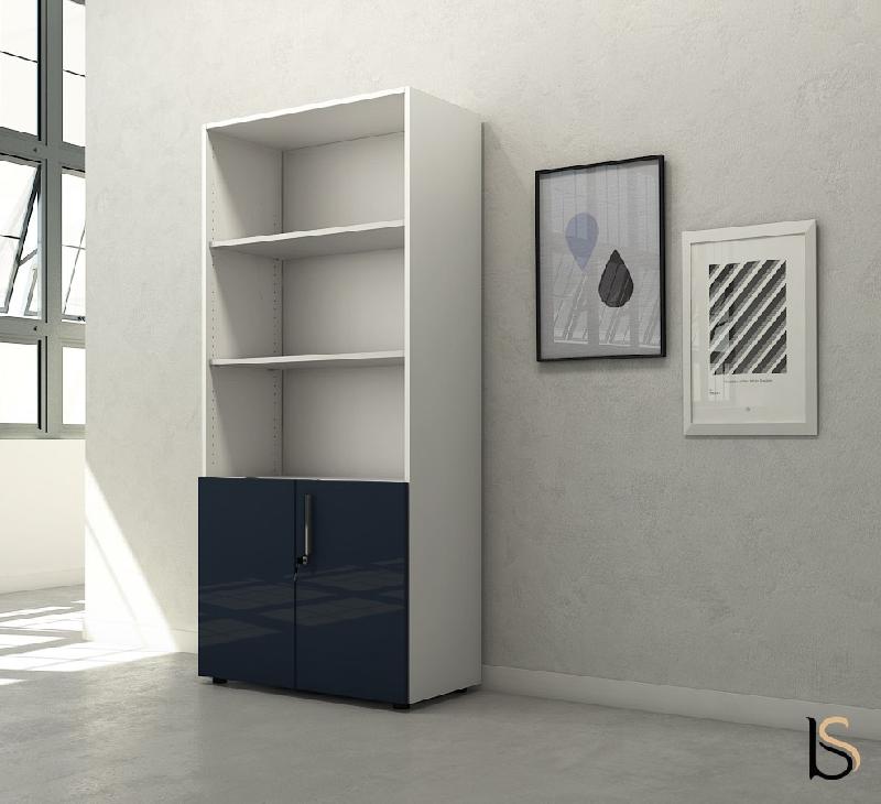 Armoire haute mixte à portes battantes Luxury - Ofitres - Bleu_0