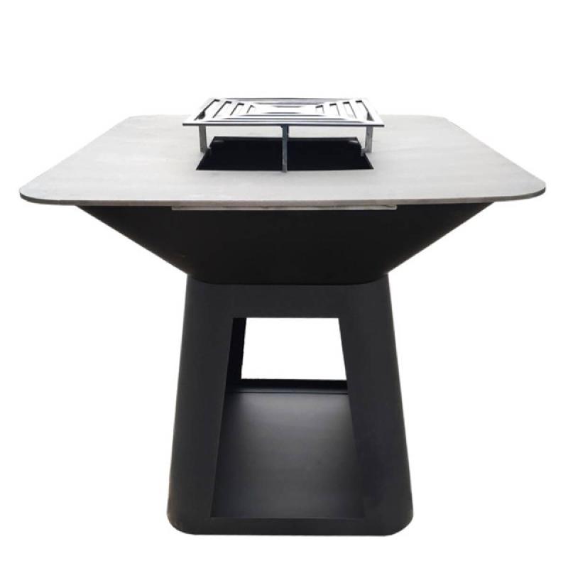 Brasero AHL en acier galvanisé finition noire avec plancha carrée 100cm - noir acier AHL-BG9_0