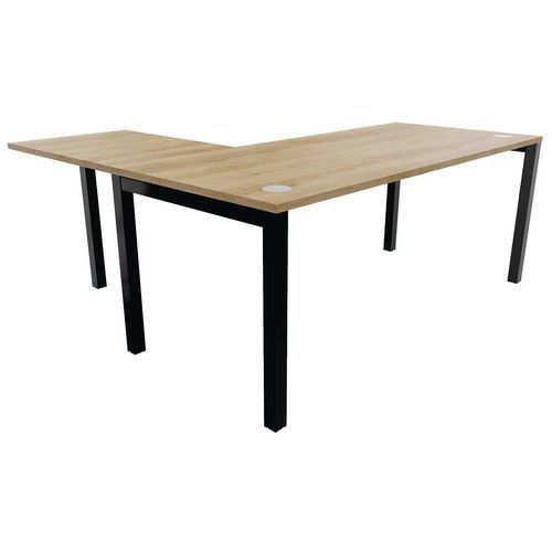 BUREAU ASTRO ARCHE 180X80 + EXTENSION 60X80 CHÊNE VIEILLI/NOIR - BURONOMIC