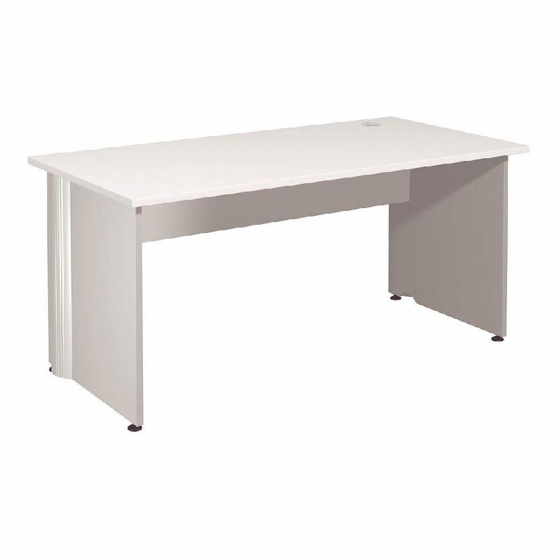 BUREAU DROIT ACTIVITY - L. 160 X P. 80 CM - PLATEAU BLANC - PIEDS PLEINS ALUMINIUM