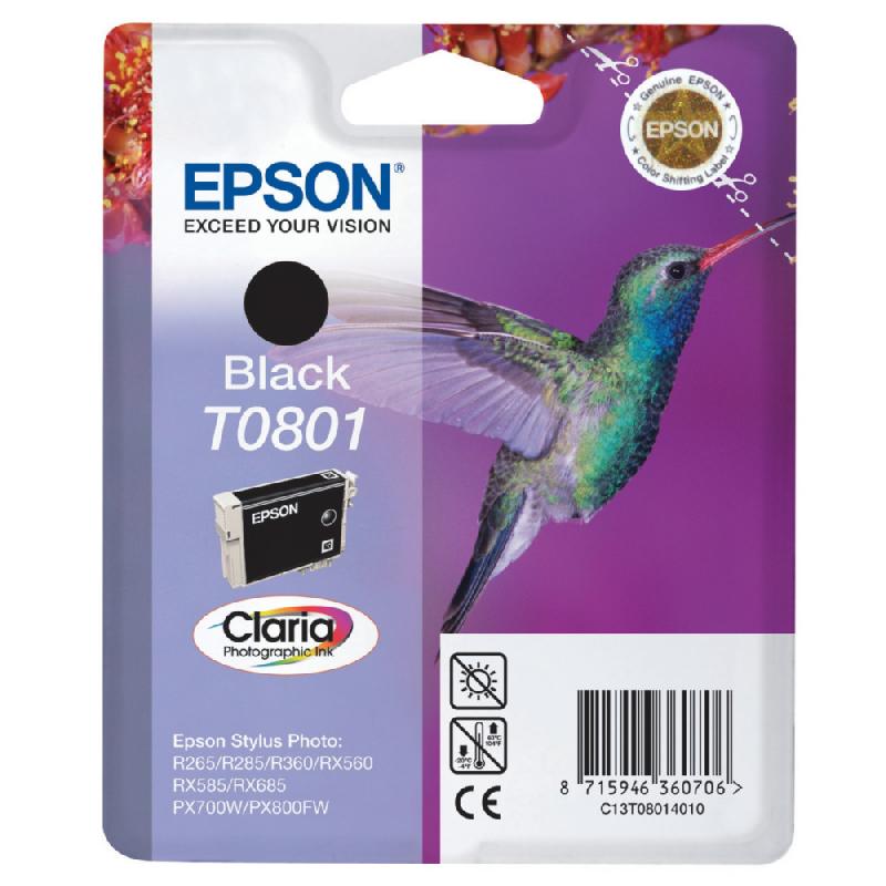 CARTOUCHE EPSON T0801 NOIR POUR IMPRIMANTES JET D'ENCRE