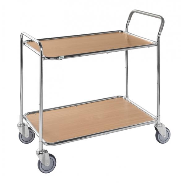Chariot de service sur roues KONGAMEK - 2 ou 3 plateaux - Coloris hêtre - Charge jusqu'à 250 kg_0