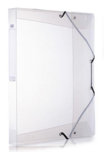 LOT DE 8 - CHEMISE BOX TRANSLUCIDE POLYVISION PERSONNALISABLE OXFORD 24 X 32 CM DOS 4 CM BLEUE