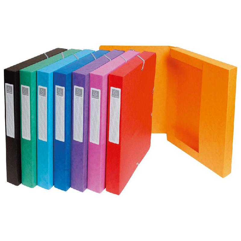 CHEMISE EXACOMPTA 3 RABATS  EXABOX - COLORIS ASSORTIS - DOS 2,5 CM - LOT DE 8