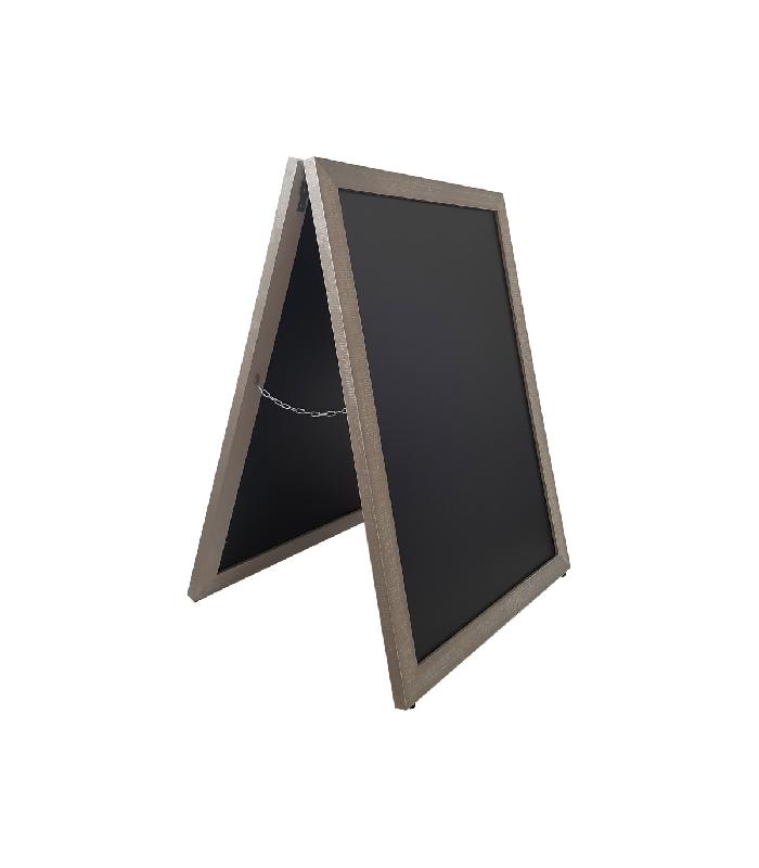 Chevalet stop trottoir sur patins avec cadre bois - 85 x 65 cm - Référence : LSTF83GRCE_0