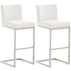 CLP Ensemble de 2 tabourets de bar Paros en similicuir Blanc - blanc polyester 317281_0