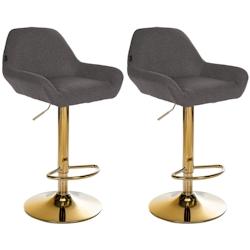 CLP Lot de 2 tabourets de bar Braga Gold tissu Gris foncé - gris textile 325718_0