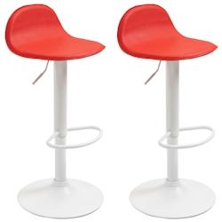 CLP Lot de 2 tabourets de bar design Lana V2 similicuir Rouge/Blanc - rouge polyester 319856_0