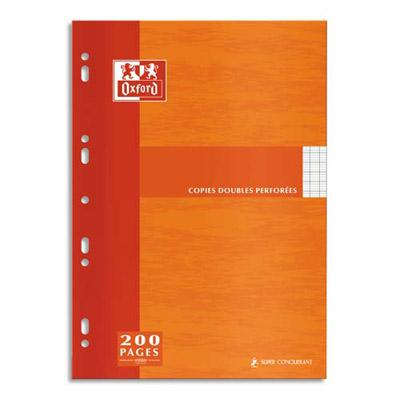 COPIES DOUBLES PERFOREES OXFORD - 21X29,7CM - 200 PAGES - GRANDS CARREAUX - LOT DE 5