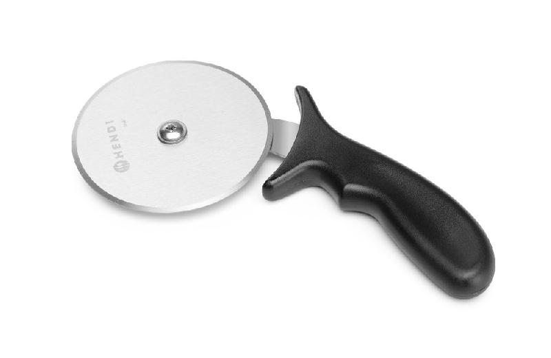 Couteau à pizza en inox 100x230 mm avec poignée en plastique noir - Réf : 617007_0