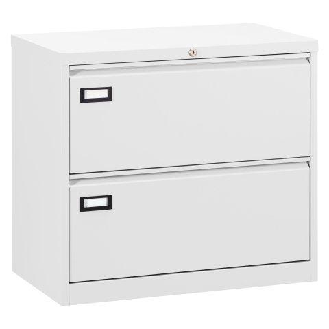 CRÉDENCE MÉTAL 2 TIROIRS POUR DOSSIERS SUSPENDUS BLANC