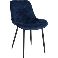 Décoshop26 - Chaise de salle à manger cuisine x1 assise en velours bleu et pieds en métal noir 10_0001490 - bleu 3000250507363_0