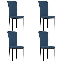 Décoshop26 - Set de 4 chaises de salle à manger couture décorative en tissu velours bleu et fer DEC025610 - bleu 3000255344161_0