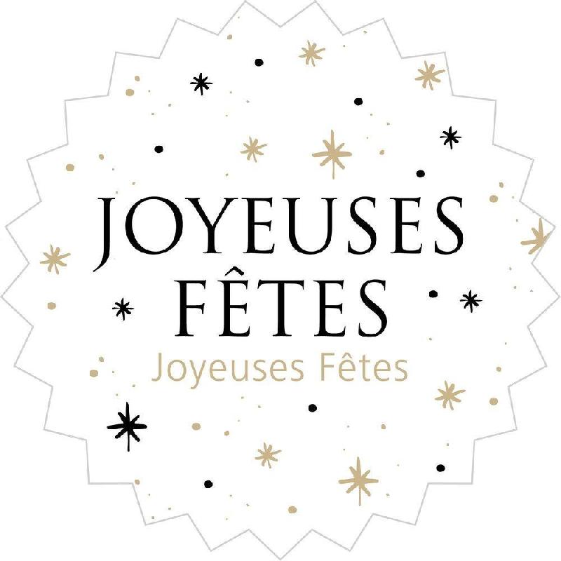 Etiquette cadeau adhésive Joyeuses Fêtes blanc et étoiles Ø35mm par 500_0