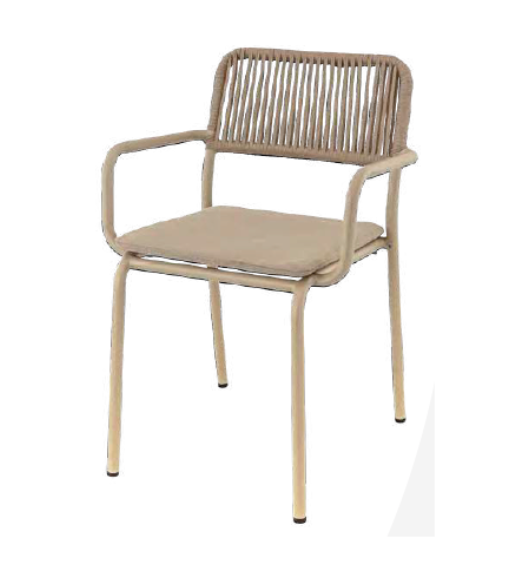 Fauteuils en métal - Structure aluminium, empilable, tressage corde, coussin polyester - Murcia_0