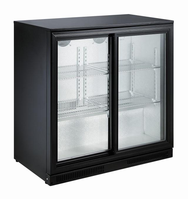 Frigo de bar noir avec 2 portes en verre coulissante - 900x500x900 mm - P7455.1315_0