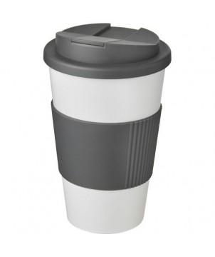 GOBELET ISOLANT AMERICANO 350ML AVEC BANDEAU ANTIDÉRAPANT ET COUVERCLE ANTI-FUITE - GRIS - GOBELETS ET MUGS PERSONNALISÉS