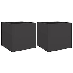 Helloshop26 - Jardinière bac lit surélevé plantes fleurs jardin terrasses lot de 2 49 x 47 x 46 cm acier noir 02_0038986 - 3000218037260_0