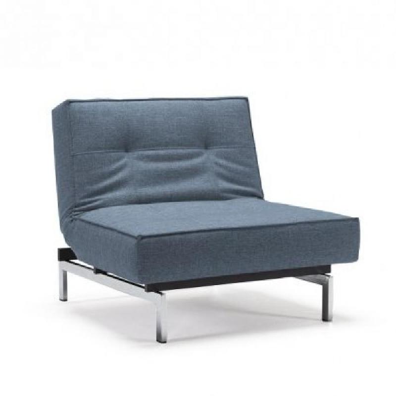 Fauteuil design convertible Splitback Chrome - Innovation Living - Tissu Mixed Dance Light Blue - 90x115 cm_0