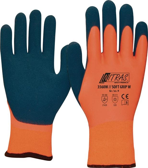 Gants de manutention Kälteschutzhandschuhe SOFT GRIP W - Taille 8 - Orange/Bleu marine - EN 388, EN 511 - PSA Catégorie II - NITRAS_0