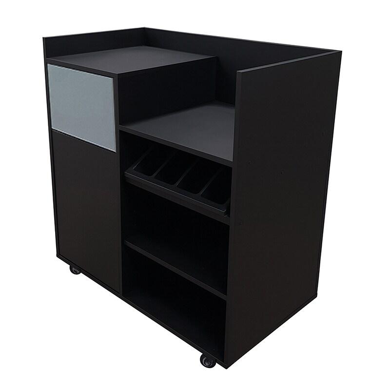 LIGNE CHR Otalys monte - desserte basse avec poubelle et range couverts - noir - noir Bois massif MCH-751349_NOIR_0