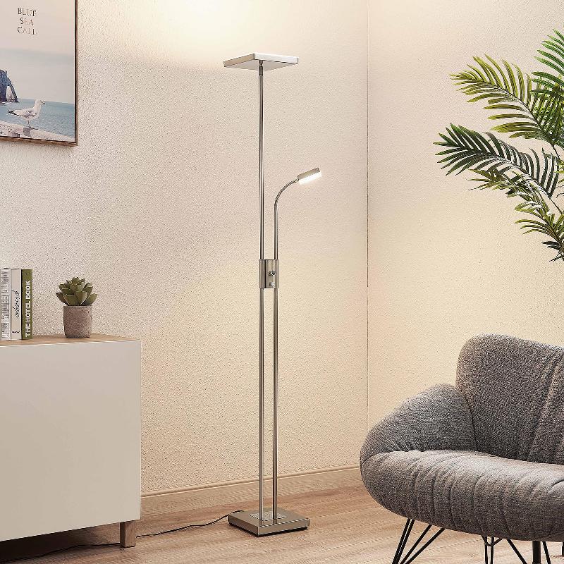 LINDBY SEPPA LAMPADAIRE LED, ANGULAIRE, NICKEL