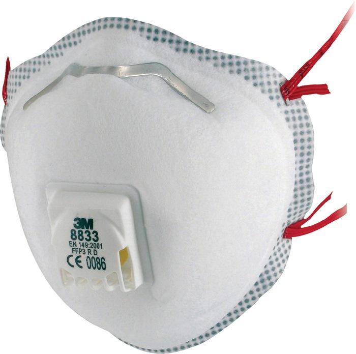 Masque de protection respiratoire 8833 FFP3/V R D - Soupape d'expiration - Réutilisable - 10 pcs/carton - 3M_0