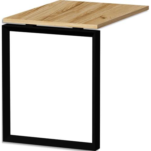 MT International - Retour de bureau L80 x P60 - Plateau chêne brut - Pieds noirs - Piétement Bench 'O'_0
